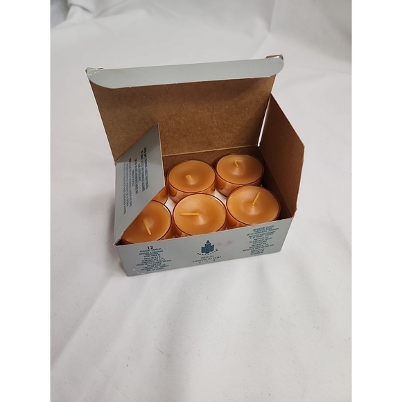 NIB VTG Partylite PUMPKIN SPICE Universal Tealights Lot of 12 3040 V0440 57V01 - Picture 8 of 9
